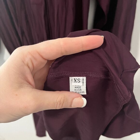 Ramy Brook Dark Berry Purple Lace Up Long Sleeve Dress Size XS - Picture 5 of 7